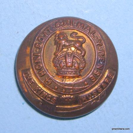 15th King's Hussars Officer's Large Gilt Button, pre 1922