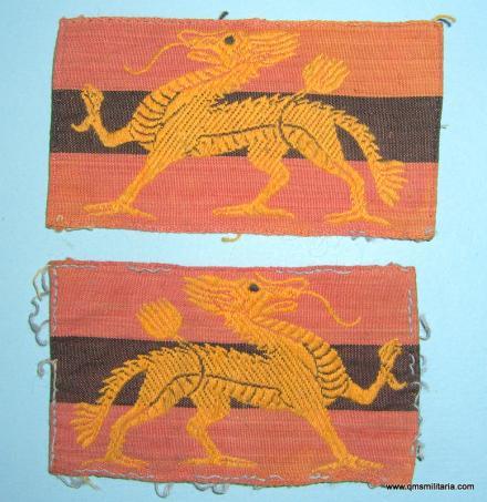 Matched facing embroidered silk pair of British Forces Hong Kong Formation Signs