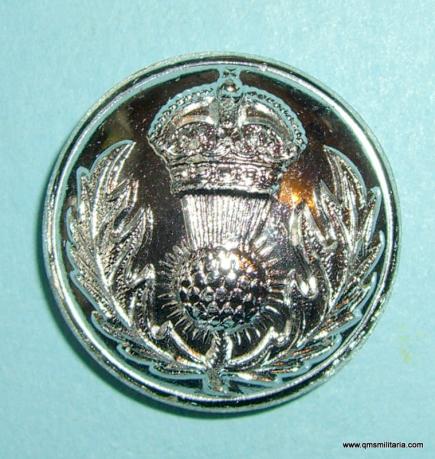 Royal Scots Fusiliers Anodised Aluminium AA Silver Coloured Large Pattern Button, King's Crown