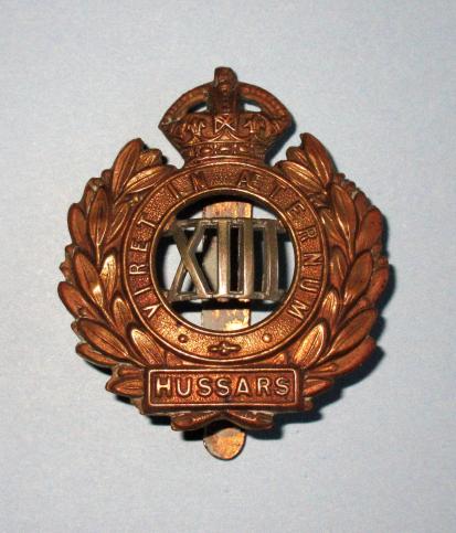 The 13th Hussars Other Ranks Bi-metal Cap Badge (Type 1)
