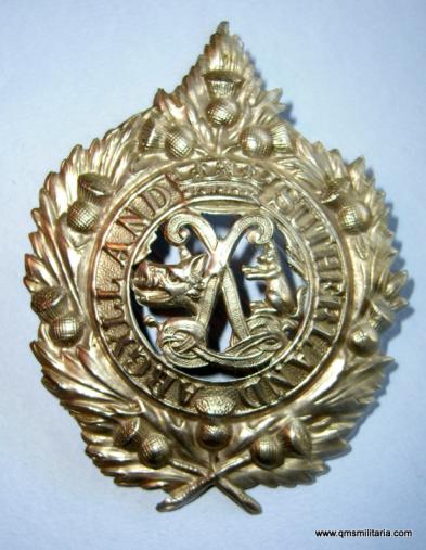 Edwardian Pattern Argyll & Sutherland Highlanders ( A&SH ) White Metal Cap Badge ( Cat with Tail Up)