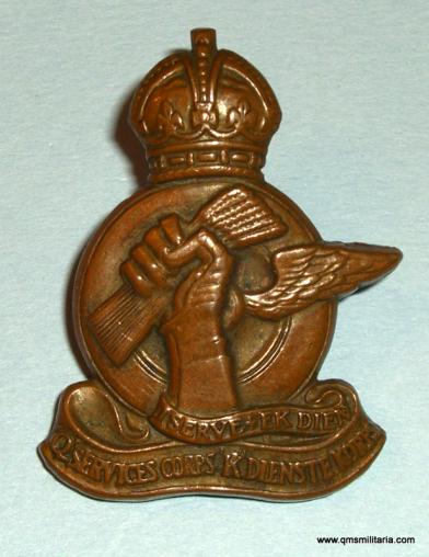 WW11 South African Q Services Corps (K Dienste Korps) Bronze Cap Badge