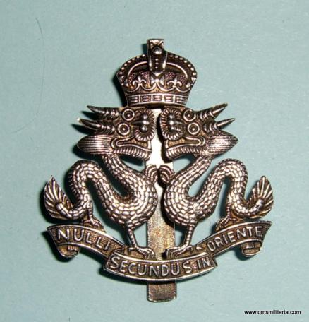 Hong Kong Volunteer Defence Corps original Officers Silvered Mess Dress Badge, King's Crown
