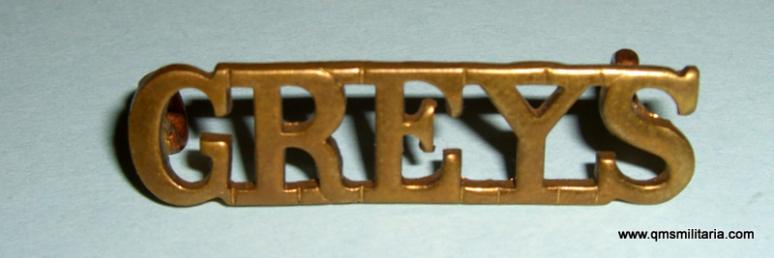 GREYS Royal Scots Greys Other Ranks Brass Shoulder Title (small pattern)