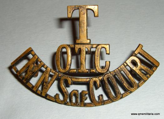 Inns of Court OTC (27th London Regiment) Blackened Brass Metal Shoulder Title
