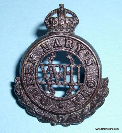 18th Queen Marys Own Hussars Officers OSD Collar Badge