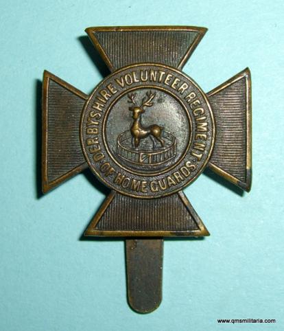 WW1 Derbyshire Volunteers of Home Guards Bronze Cap Badge - Maker marked Armfields