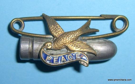 Peace - WW1 era Peace Sweetheart Pin Badge Brooch incorporating a bullet