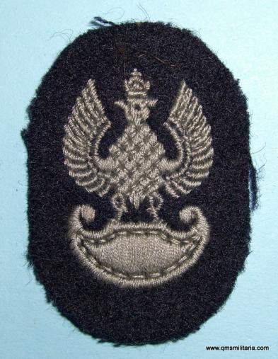WW2 Polish Free Forces RA / RE Woven Cloth Beret Badge