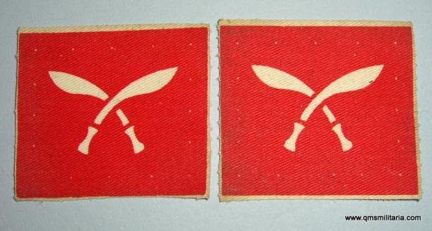 British Army - Matched pair of 48th Gurkha Brigade Printed Cloth Formation Signs