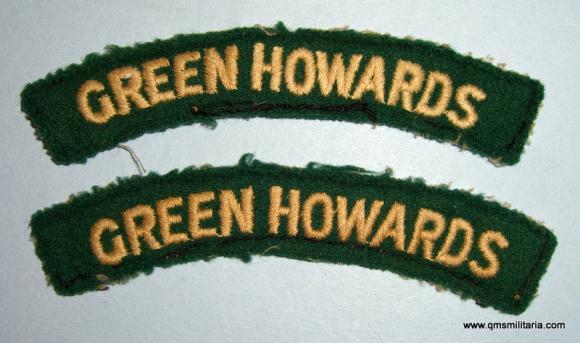 The Green Howards ( Alexandra, Princess of Wales's Own Yorkshire Regiment ) Matched Pair of Embroidered Cloth Shoulder Titles