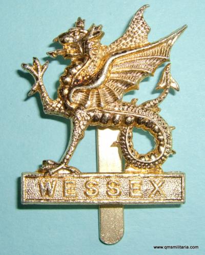 Wessex Brigade Brass Anodised Cap Badge, 1958 - 1969 Infantry Brigade, Gaunt London