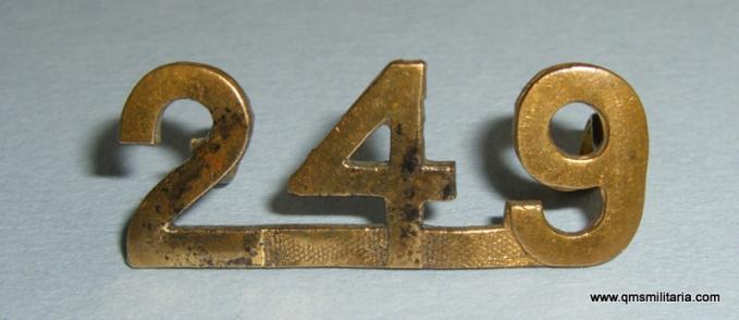249th ( Saskatchewan ) Battalion WW1 CEF Canadian Brass Shoulder Title