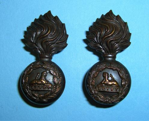 Lancashire Fusiliers Pair of Matched and Facing Officers OSD Bronze Collar Badges
