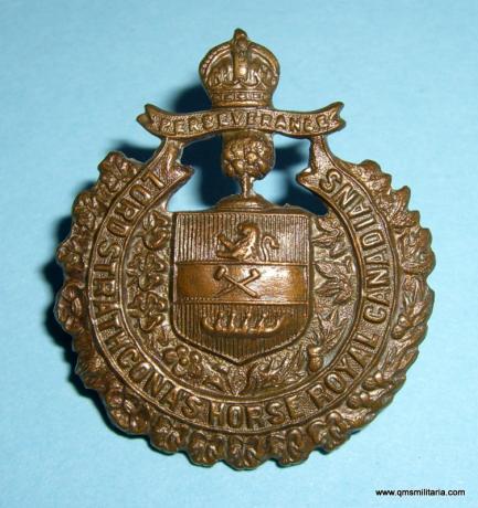 Lord Strathconas Horse Militia ( Royal Canadians ) Bronze Collar Badge, 1909 - 1911