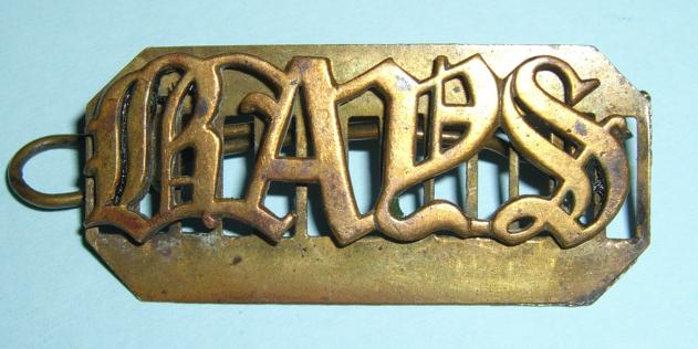 Large Pattern BAYS 2nd Dragoon Guards Brass Shoulder Title on Backing Plate