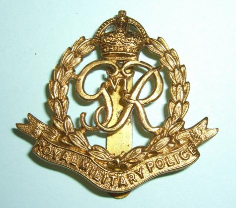 Scarce Royal Military Police ( RMP ) GVI Brass Gilding Metal Cap Badge with Royal in title, 1948 -1952