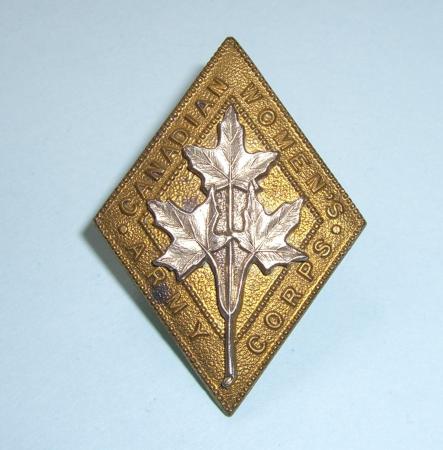 WW2 Canadian Womens Army Corps ( CWAC) Officer' s Bi-Metal Cap Badge