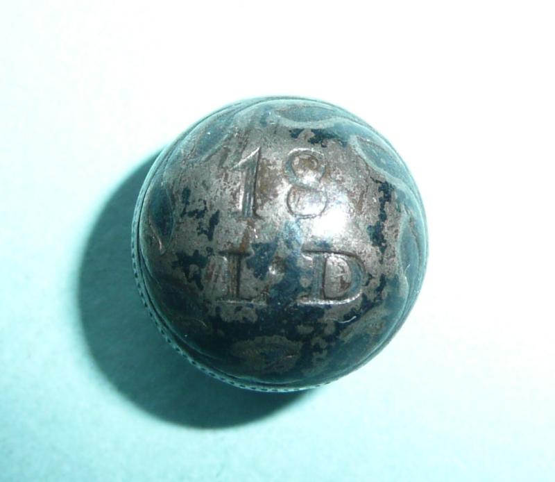 18th Light Dragoons Napoleonic Period Officer's Silver Plated Ball Button