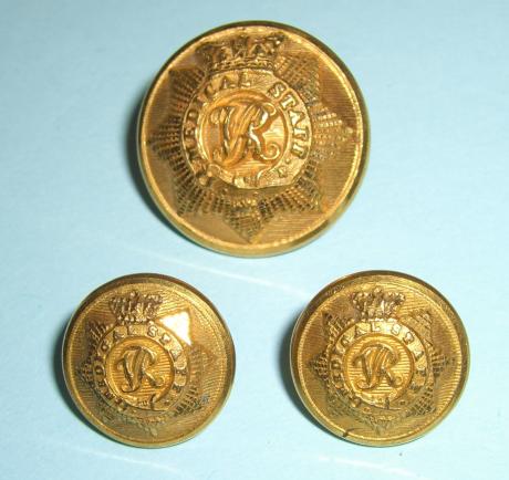 Victorian Medical Staff Corps Officer's Fire Gilt Button Set