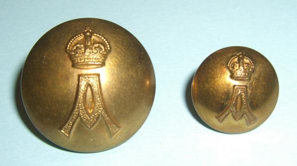Queen Alexandras Royal Army Nursing Corps Officers Pair of Brass Buttons, Large and Medium Patterns, King's Crown