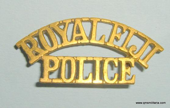 Royal Fiji Police Locally Made Brass Shoulder Title, 1970 - 1987