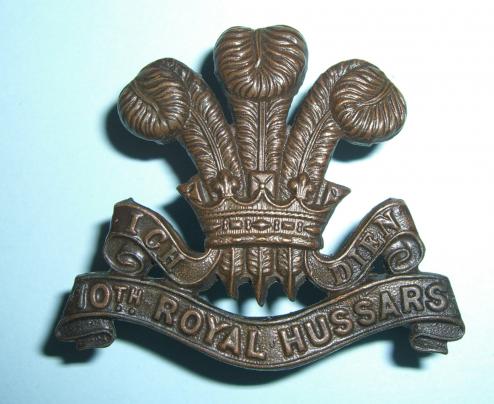 The 10th Royal Hussars ( Prince of Wales's Own ) Officer's OSD Bronze Cap Badge