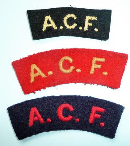 Selection of three Different Pattern Army Cadet Force ACF Embroidered Cloth Shoulder Titles