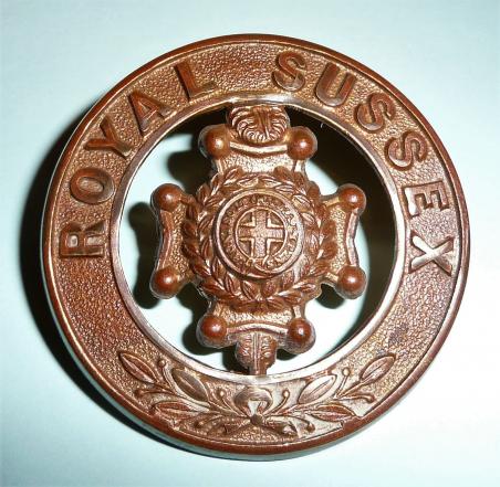 The Royal Sussex Regiment Gilding Metal Helmet Plate Centre (HPC) 