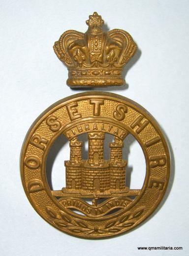 Dorsetshire Regiment Other Ranks Brass 2 Part Helmet Plate Centre ( HPC ) Glengarry Badge with Separate correct Victorian crown