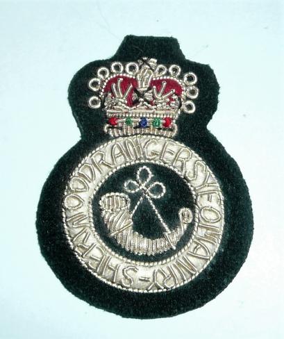 Sherwood Rangers ( Nottinghamshire) Yeomanry Officers Silver Bullion Beret badge, QEII issue