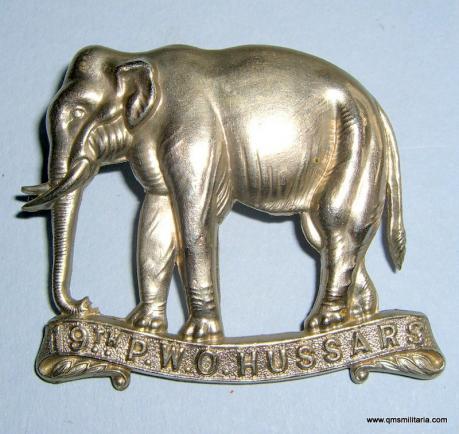 19th ( Queen Alexandra 's Own Royal ) Hussars Other Ranks White Metal Cap Badge - original