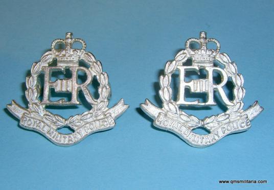 Royal Corps of Military Police ( RMP ) Officers Pair of Brushed Silver Matched Collars