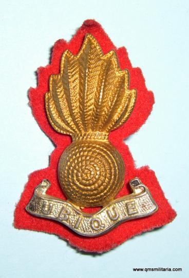Unique 268 ( Warwickshire ) Royal Artillery ( TA ) Gilt and Silver plate beret badge on red felt backing