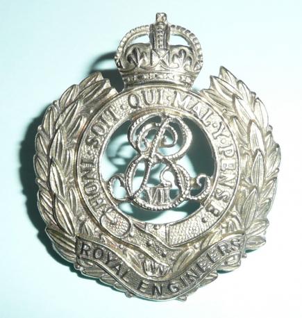 EDVII White Metal Volunteers / Militia Royal Engineers Cap Badge