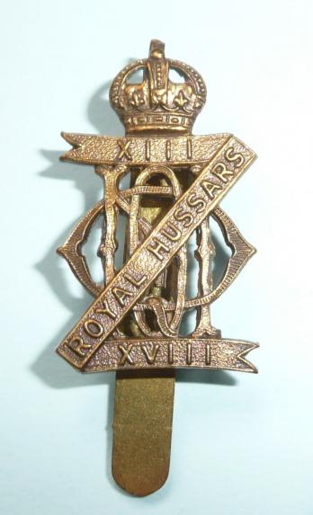 13th / 18th Royal Hussars (Queen Mary's Own) Brass Cap Badge - Gaunt London