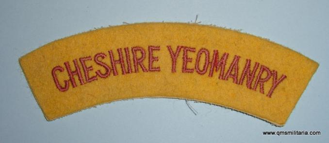 Cheshire Yeomanry Red on Yellow Woven Cloth Shoulder Title