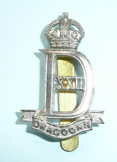WW2 War Raised Unit - 22nd Dragoons Die Struck White Metal Cap Badge - Firmin London