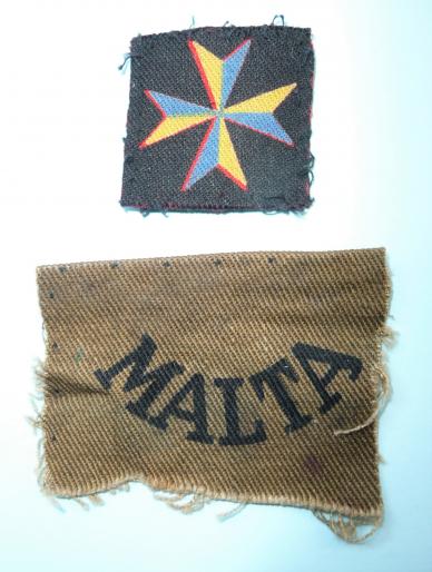 WW2 - Two printed Malta related cloth items
