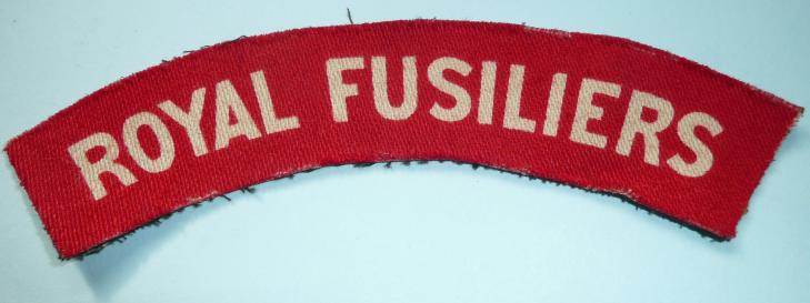 WW2 Royal Fusiliers Printed White on Red Cloth Shoulder Title (unissued)