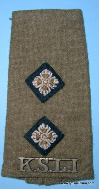 Officers slip on epaulette Lieutenant  Kings Shropshire Light Infantry ( KSLI )