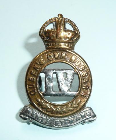 4th Queens Own Hussars Bi-Metal Collar Badge