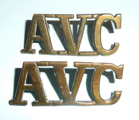 WW1 Army Veterinary Corps (AVC) Pair of Brass Shoulder Titles