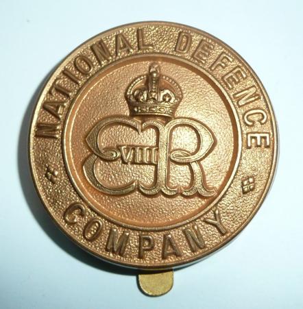 National Defence Company (NDC) Gilding Metal Brass Cap Badge  - EDVIII Issue