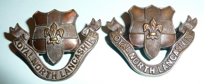 Loyal North Lancashire Regiment Matched Pair of Officer 's OSD Collar Badges