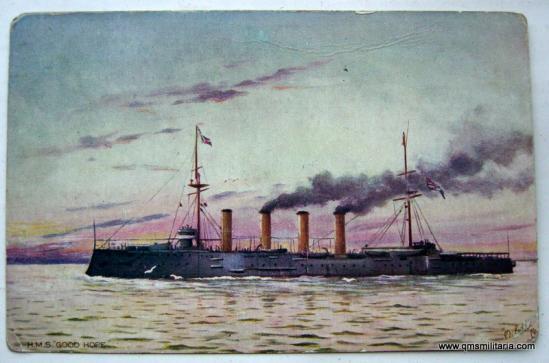 HMS Good Hope - Raphael Tuck Oilette Art Postcard, sunk at Battle of Coronel November 1914