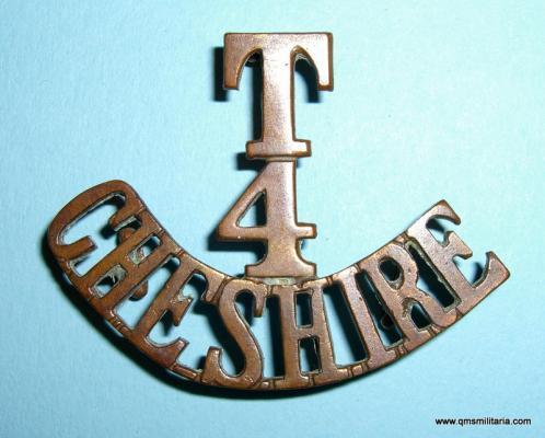 T / 4 / Cheshire - 4th Territorial Battalion, the Cheshire Regiment Brass Shoulder Title