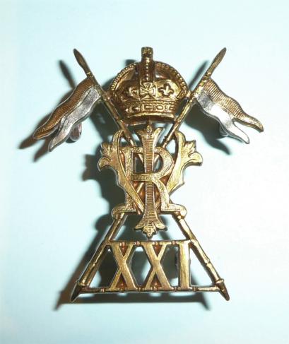 21st ( Empress of India's ) Lancers Other Ranks Bi-Metal EDVII Issue Cap Badge - 4 lugs