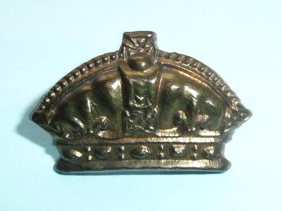 Early Imperial Crown Matched Brass Collar Badge Universal Pattern as worn by many Regiments of Foot, 1872 - 1878 only