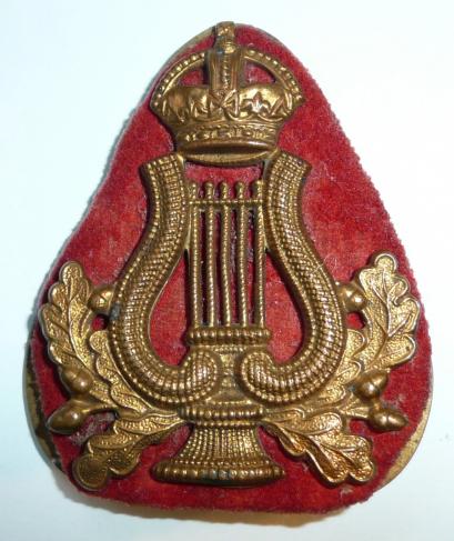 Brass British Army Bandsmans Procifiency Trade Arm badge - Lyre, Wreath & Kings Crown